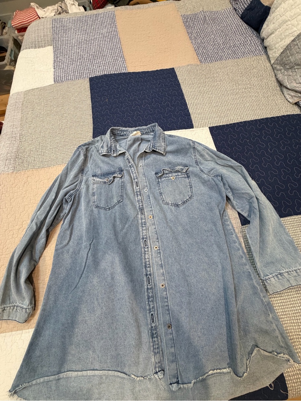 Umgee Light Blue Denim Button-Down Shirt